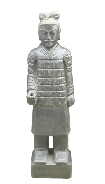 Product image 1 of the product “Warrior standing with left hand up, ca 175cm, antique finish Left Hand Up | Antique Finish”